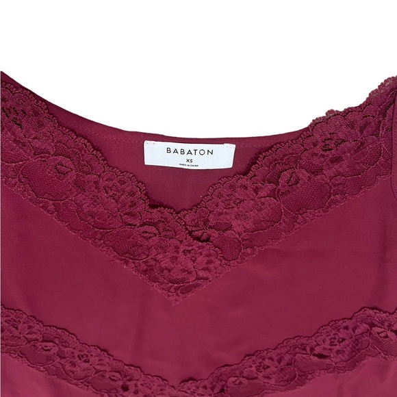 Aritzia Babaton Everly Lace Flowy Camisole Blouse | Maroon | Size XS - Picture 3 of 6